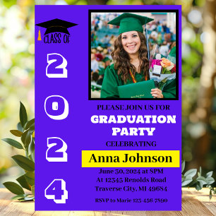 Catégorie d'année Bleu Graduation Party Invitation