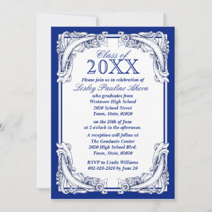 Catégorie De Diplôme Invitations Bleu Blanc