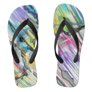 CATEGORY FIVES SWIRLING ABSTRACT ART DESIGN FLIP FLOPS