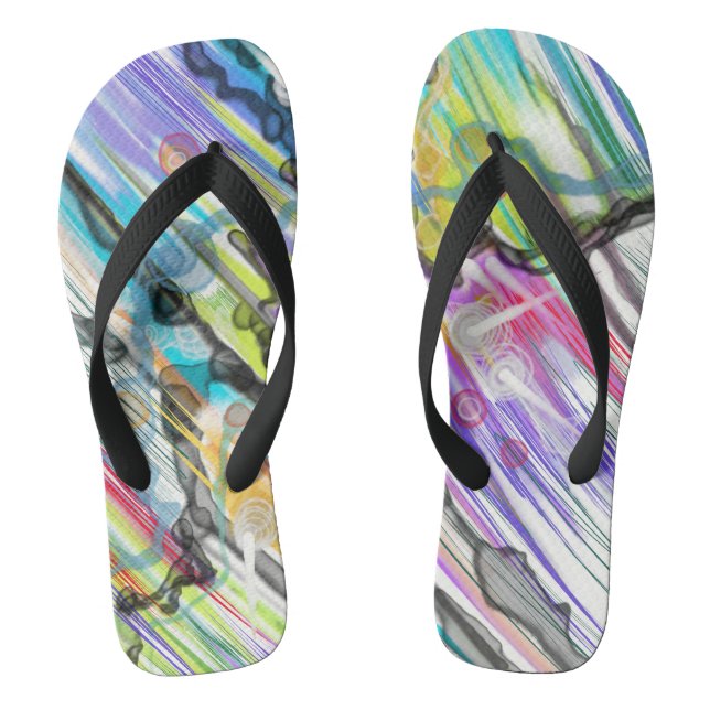 CATEGORY FIVES SWIRLING ABSTRACT ART DESIGN FLIP FLOPS (Footbed)