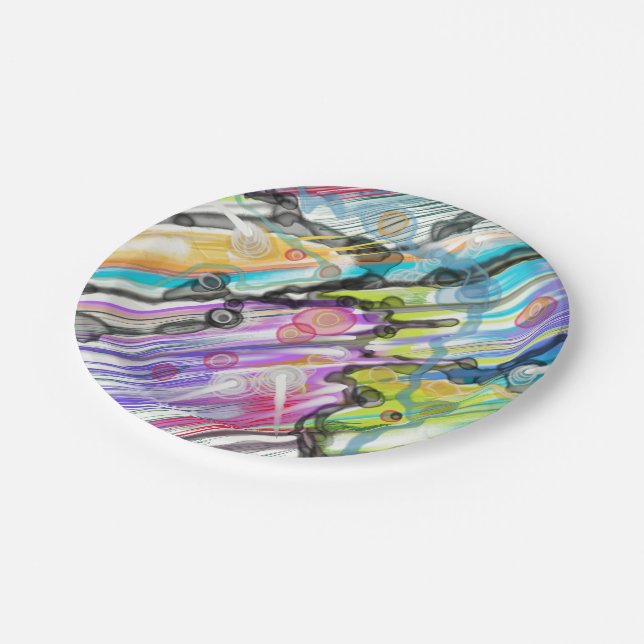 CATEGORY FIVES SWIRLING ABSTRACT ART DESIGN PAPER PLATE (Angled)