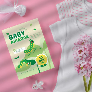 Catepillar Green Baby Shower Invitation