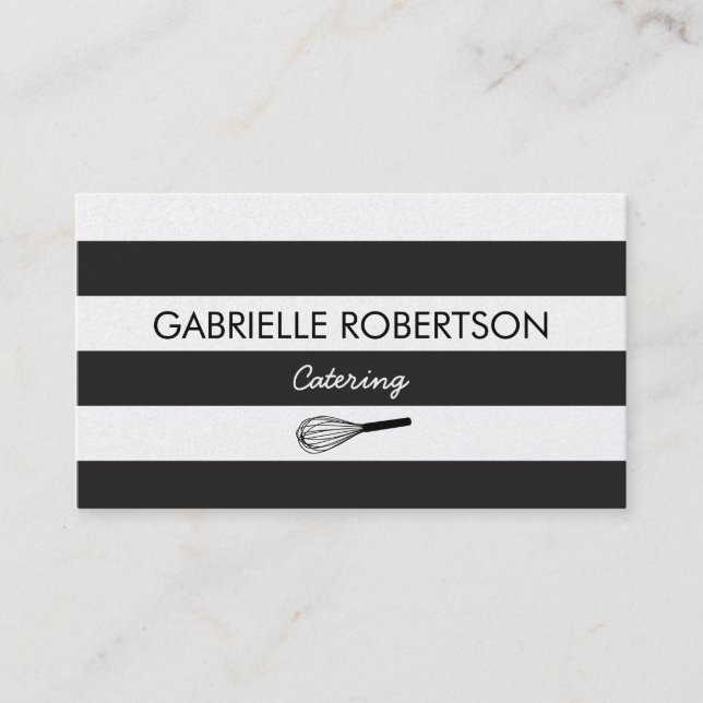 Caterer business card, gold paper card (Front)
