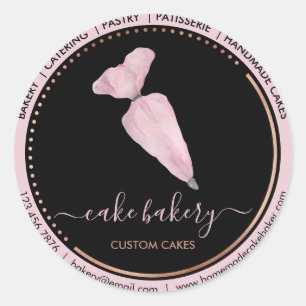 Catering Bakery Event Decoration Pastry Bag Cakes Classic Round Sticker