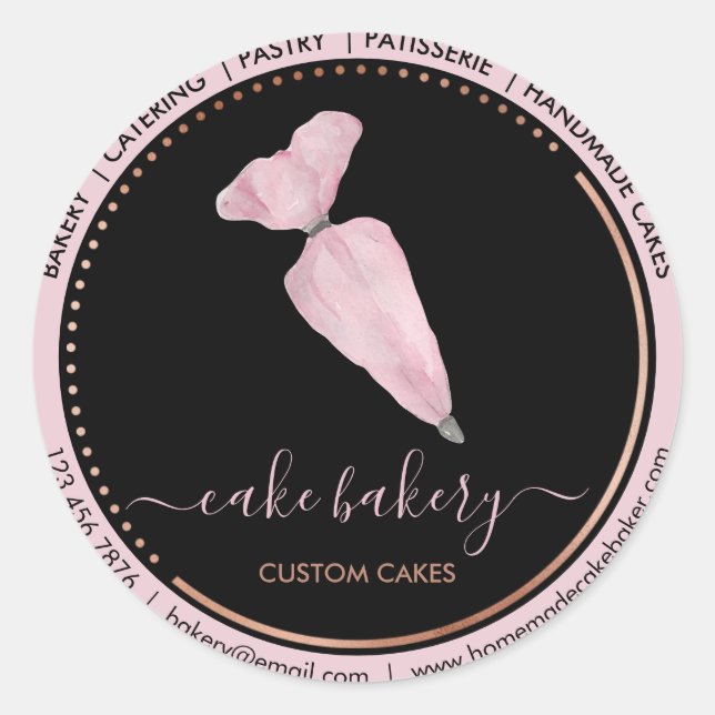 Catering Bakery Event Decoration Pastry Bag Cakes Classic Round Sticker (Front)