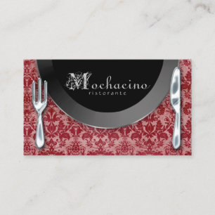 Catering Business Cards Cutlery Plate Red