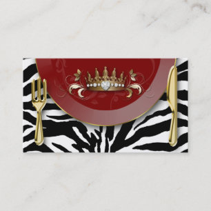 Catering Business Cards Restaurant Zebra Crown
