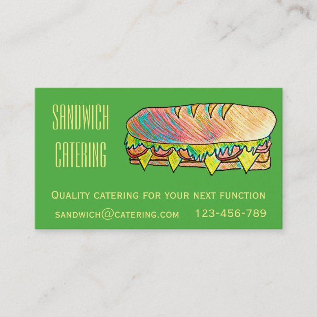 Catering business for sandwich lunch functions business card (Front)