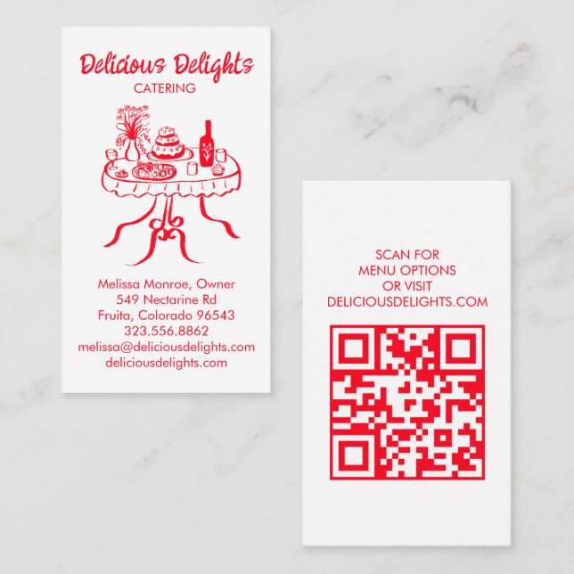 Catering Chef Event Planning Food Prep CUSTOM QR  Business Card (Front/Back)