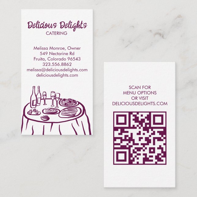 Catering Chef Event Planning Food Prep CUSTOM QR  Business Card (Front/Back)
