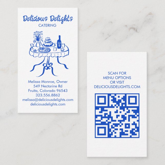 Catering Chef Event Planning Food Prep CUSTOM QR  Business Card (Front/Back)