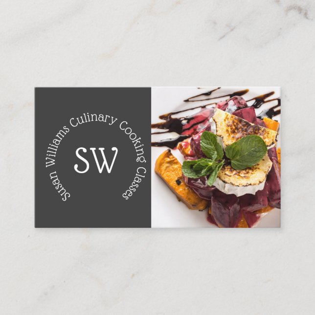 Catering chef professional photo DIY cooking class Business Card (Front)