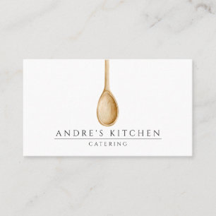 Catering Culinary Watercolor Mixing Wooden Spoon Business Card