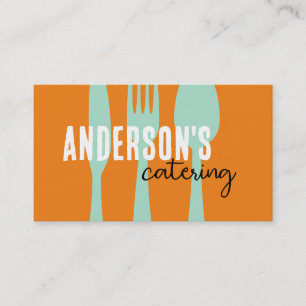 catering modern orange and teal custom business card