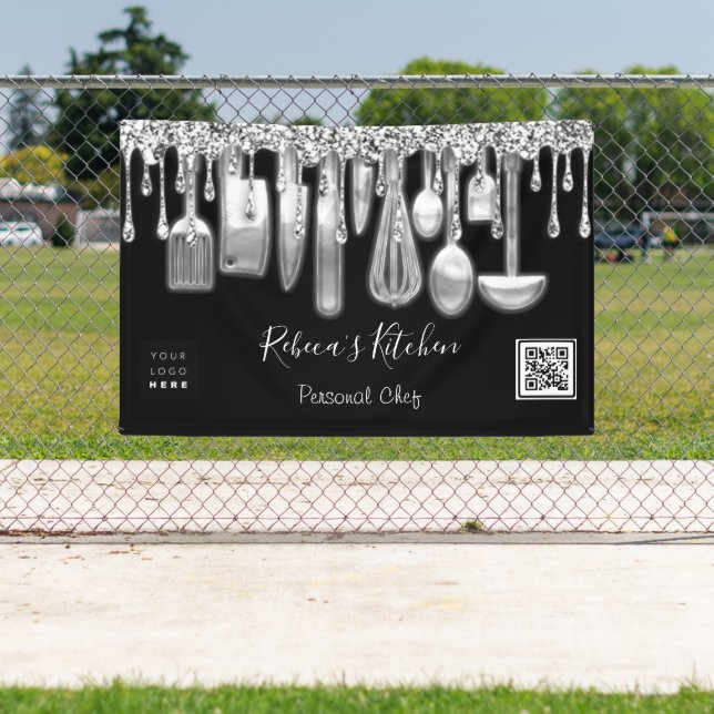 Catering Personal Chef Kitchen Gold Qr Code Logo Banner (Insitu)