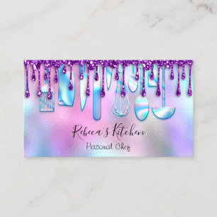Catering Personal Chef Kitchen Knifes Purple Business Card