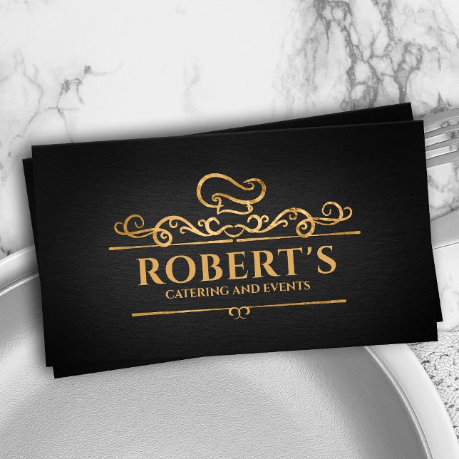 Catering - Personal Chef -Luxury Golden Ornament Business Card (Creator Uploaded)