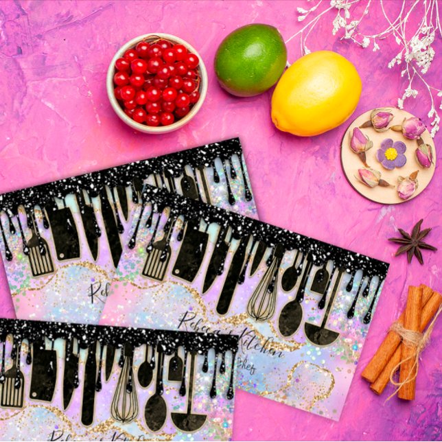 Catering Personal Chef Restaurant Black Drip Gold Business Card (Catering Personal Chef Restaurant Black Drip Gold Business Card)