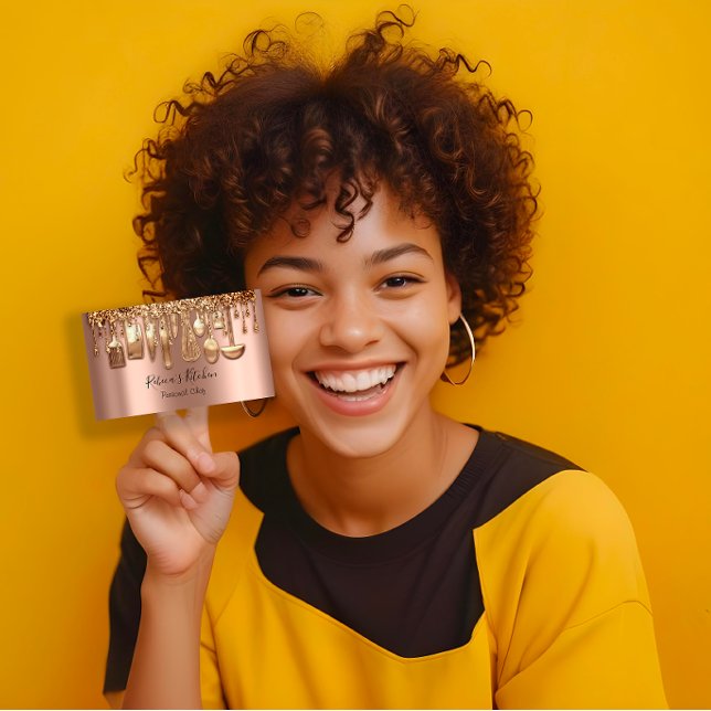 Catering Personal Chef Restaurant Drip Rose Gold Business Card (Catering Personal Chef Restaurant Drip Rose Gold Business Card)