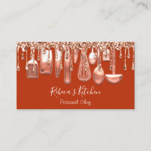 Catering Personal Chef Restaurant Rose Copper Business Card