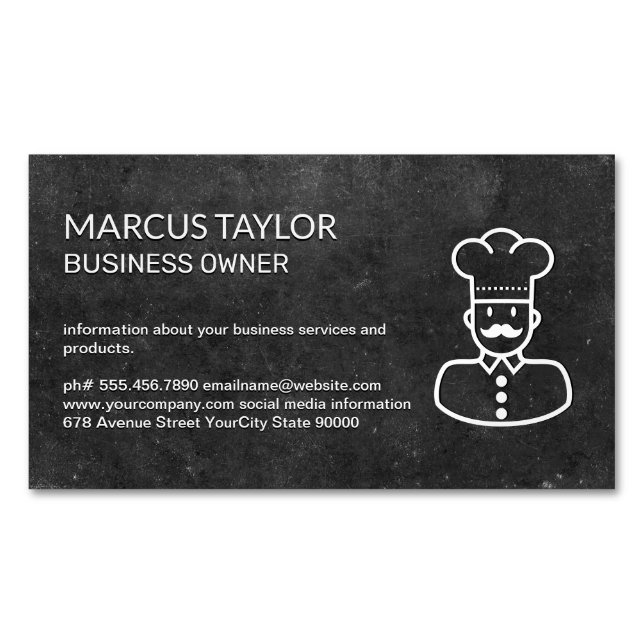 Catering Service | Chef Icon | Slate Magnetic Business Card (Front)