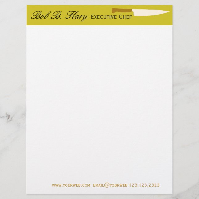 Catering Service Chef Knife Professional Letterhead (Front)