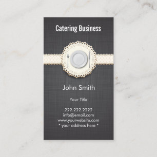 Catering Service Elegant Lace Dark Linen Business Card