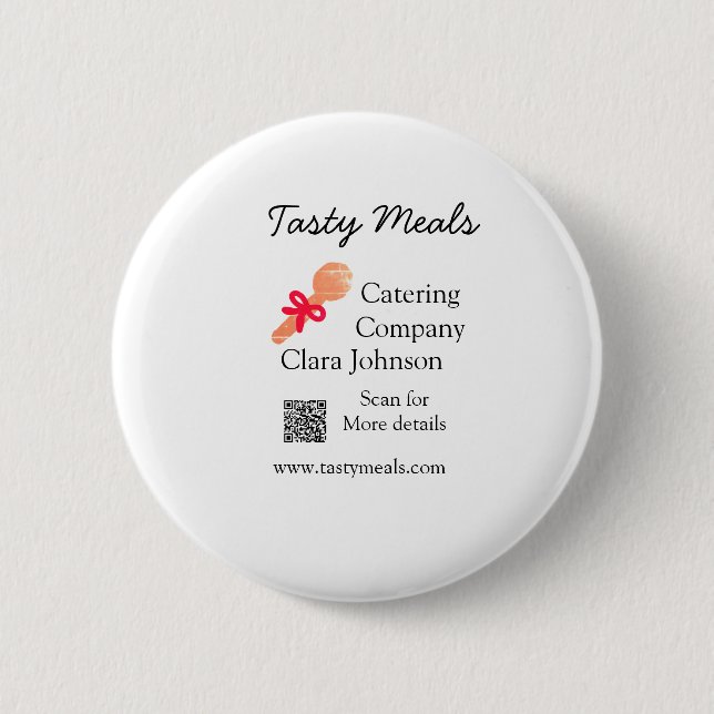 Catering services add name QR code website bakery  2 Inch Round Button (Front)