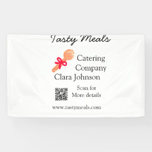 Catering services add name QR code website bakery Banner
