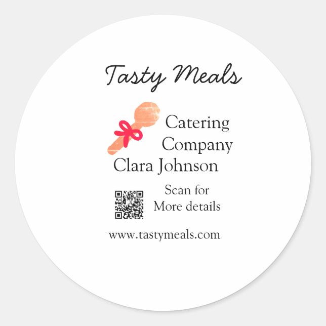 Catering services add name QR code website bakery  Classic Round Sticker (Front)