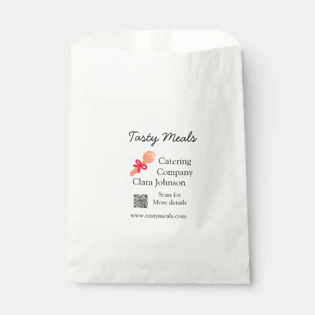 Catering services add name QR code website bakery  Favour Bag (Front)