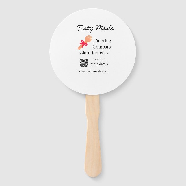 Catering services add name QR code website bakery  Hand Fan (Front)