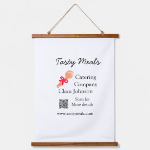 Catering services add name QR code website bakery Hanging Tapestry