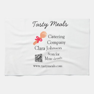 Catering services add name QR code website bakery  Kitchen Towel