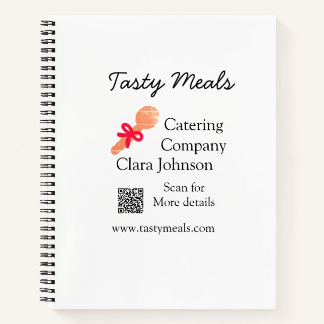 Catering services add name QR code website bakery  Notebook (Front)