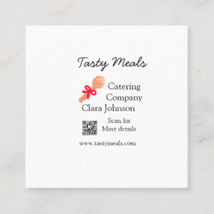 Catering services add name QR code website bakery Square Business Card