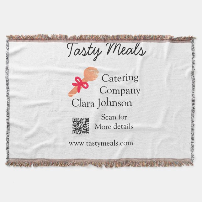 Catering services add name QR code website bakery  Throw Blanket (Front)