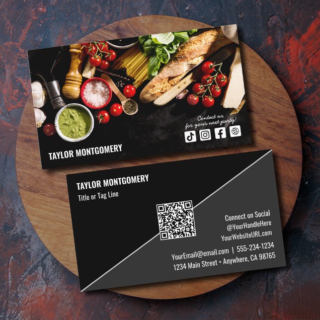 Catering Social Media QR Code Business Card (Catering social media QR Code business cards)