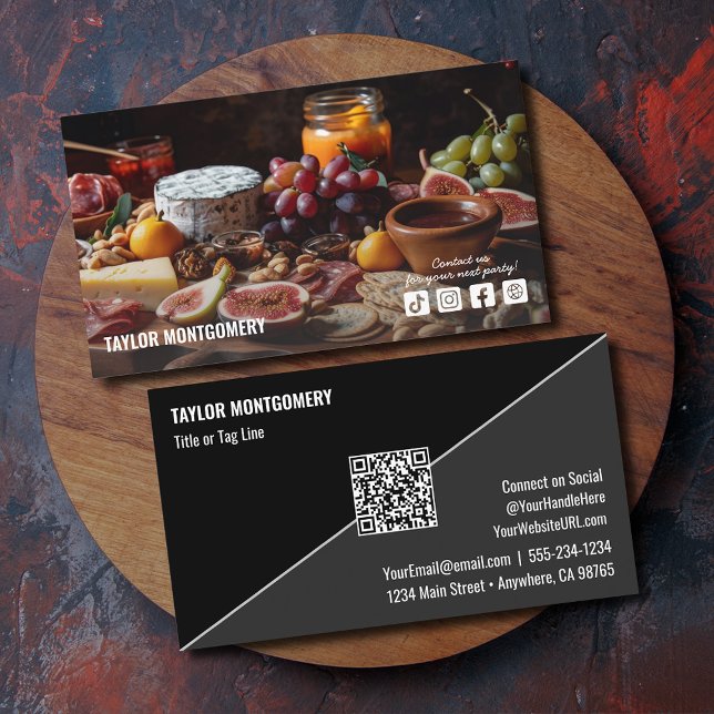 Catering Social Media QR Code Business Card (Catering Social Media QR Code Business Cards)