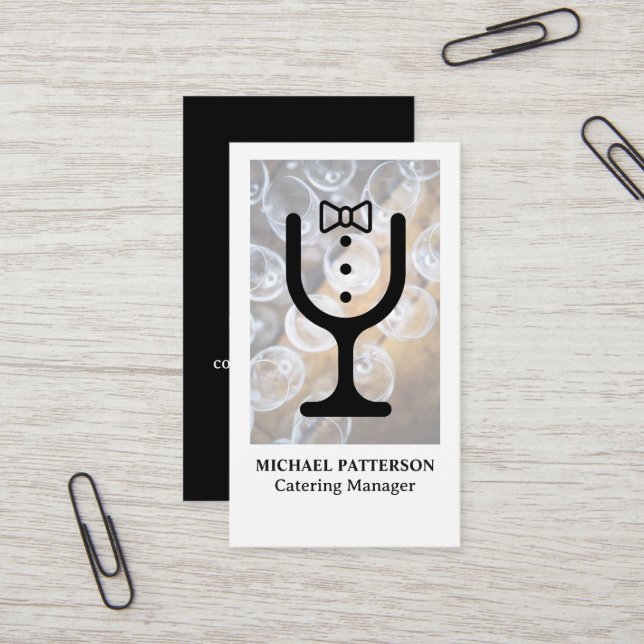 Catering Wine Glass Logo | Banquet Business Card (Front/Back In Situ)
