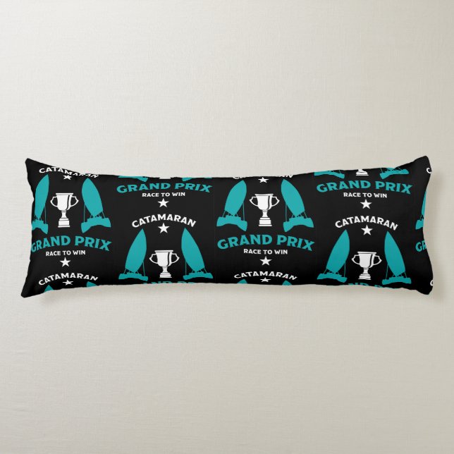 Catermaran Hydrofoil Sailboat Racing Body Pillow (Front)
