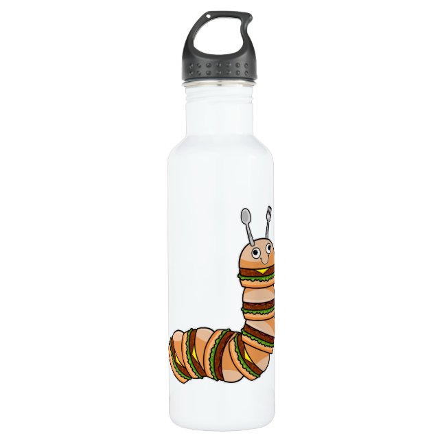 Caterpillar as Cheeseburger with Beef & Salad 710 Ml Water Bottle (Front)