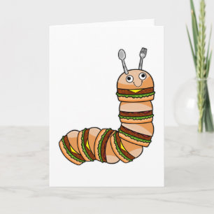 Caterpillar as Cheeseburger with Beef & Salad Card