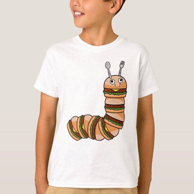 Caterpillar as Cheeseburger with Beef & Salad T-Shirt (Front)