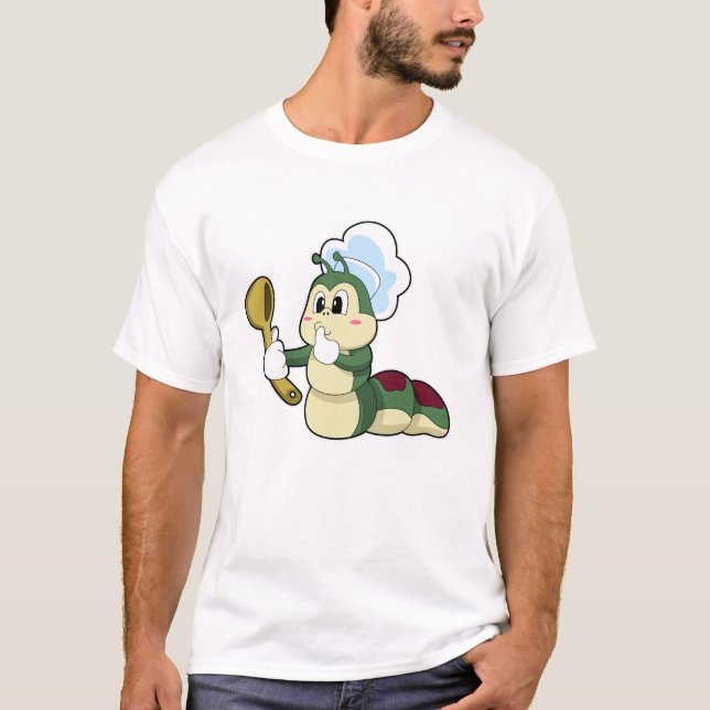 Caterpillar as Chef with Wooden spoon T-Shirt (Front)