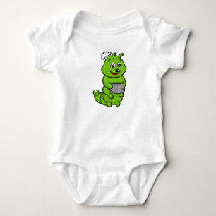 Caterpillar as Cook with Cooking pot Baby Bodysuit