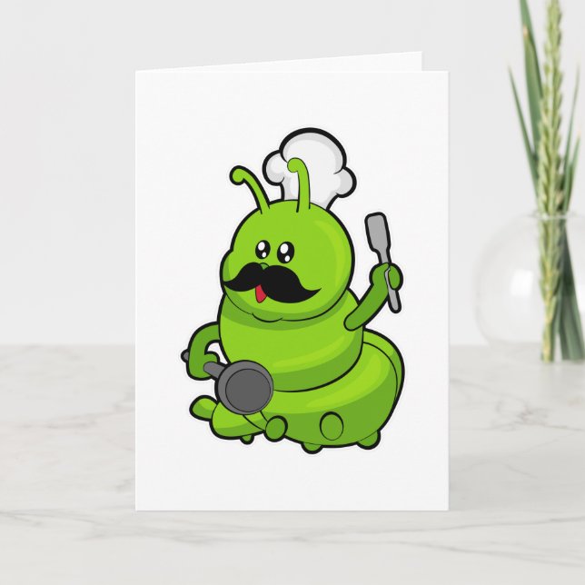 Caterpillar as Cook with Moustache Card (Front)