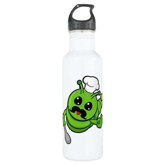 Caterpillar as Cook with Spoon 710 Ml Water Bottle (Front)