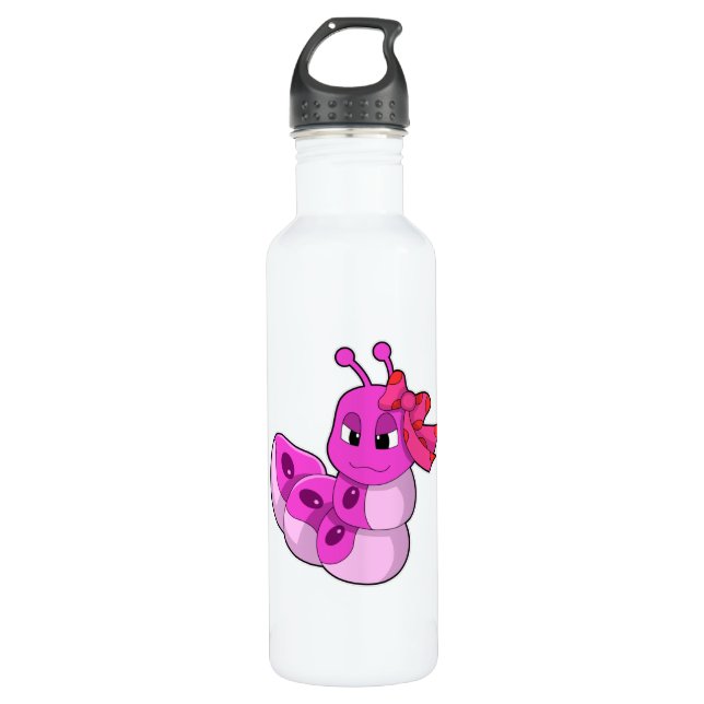 Caterpillar as Girl with Ribbon 710 Ml Water Bottle (Front)