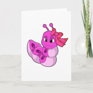 Caterpillar as Girl with Ribbon Card